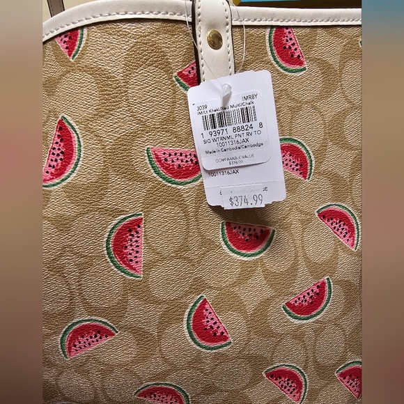 Coach Signature Watermelon Print Reversible Tote Sold Out NWT - Picture 6 of 14